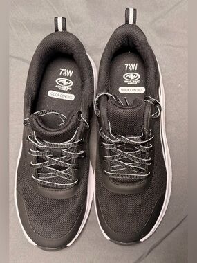 Athletic Works Men's Black Mesh Walking Sneakers with White Trim